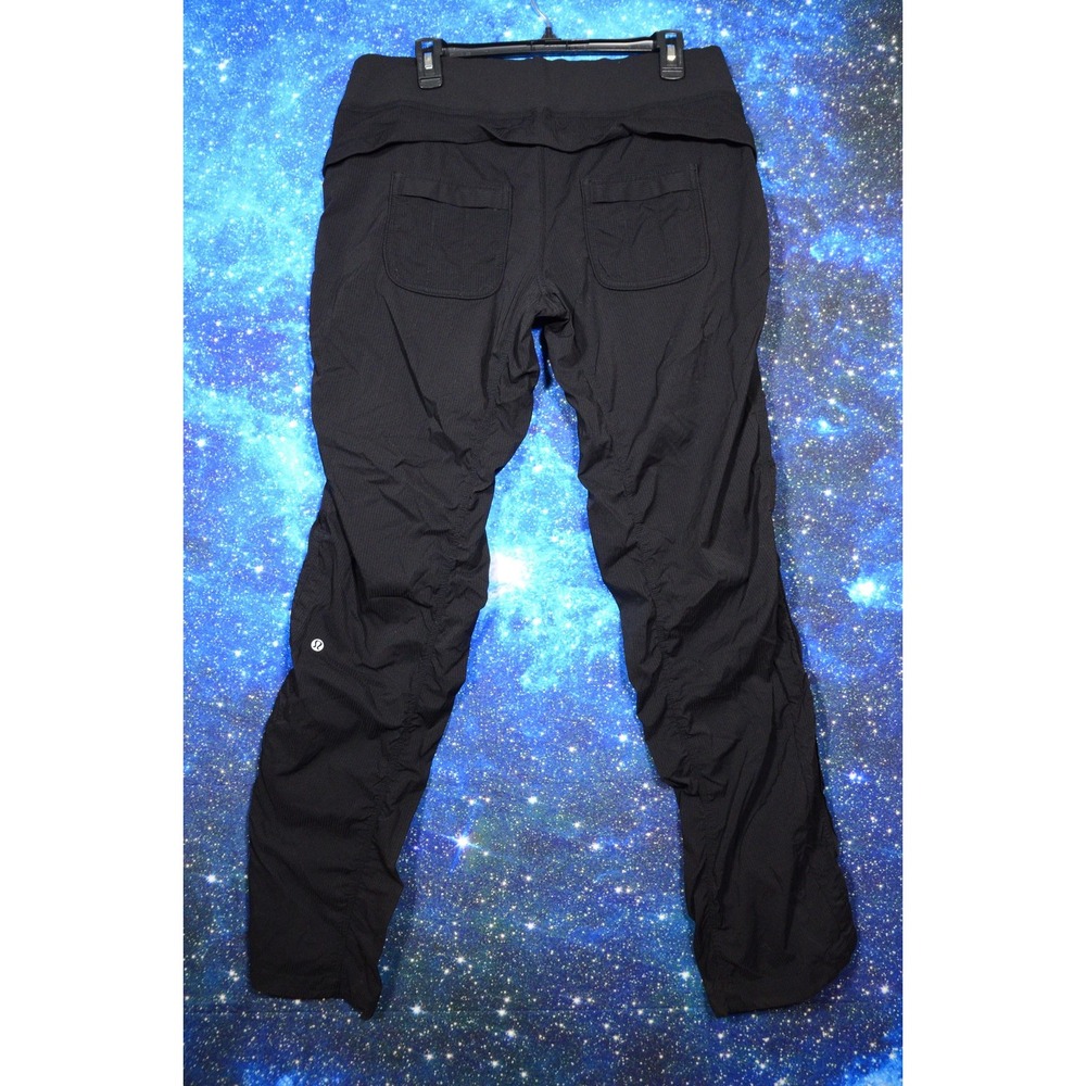 Lululemon Pants Womens 12 Black Ruched Leg Cargo Athletic Yoga Lounge Stretch - Picture 3 of 8